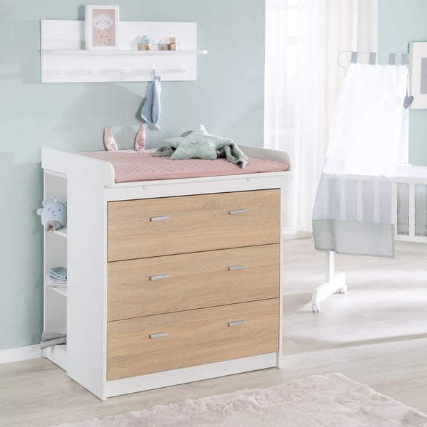 Biała/naturalna wysoka komoda dziecięca w dekorze dębu z przewijakiem 89x98 cm Gabriella – Roba-image-4