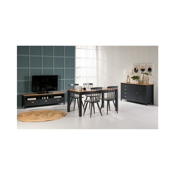 Antracytowy rozkładany stół z litego drewna sosnowego Marckeric Jade, 150x85 cm-image-4