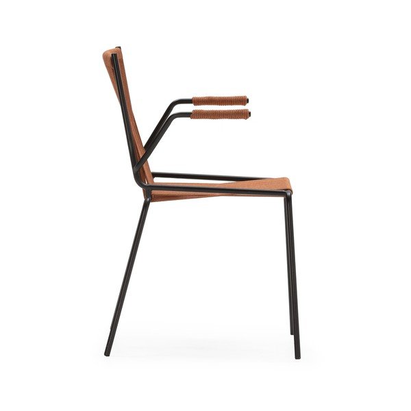 Metalowe krzesła zestaw z podłokietnikami/sztaplowane 2 szt. w kolorze terakoty Emily – Marckeric-image-3