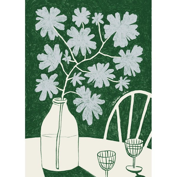 Plakat 30x40 cm Blue Flowers & Red Wine – Anouk van Cleef – The Poster Club