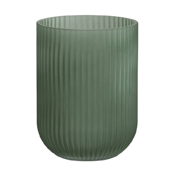 Zielony szklany wazon J-Line Ribbed, wysokość 23,5 cm