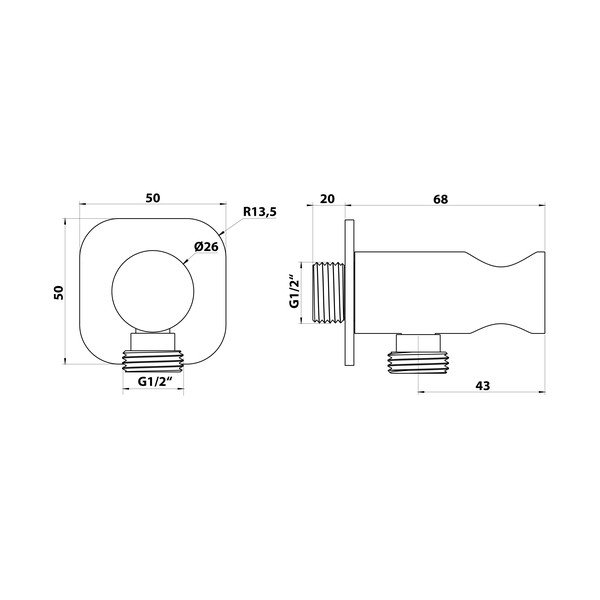 Przyłącze do prysznica z mosiądzu w kolorze matowej czerni – Sapho-image-1