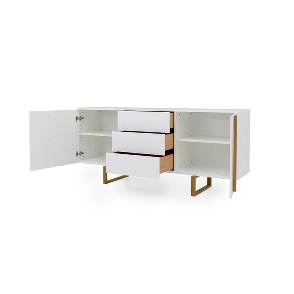 Biała komoda z nogami z drewna dębowego Tenzo Birka, 176,5x78 cm-image-4