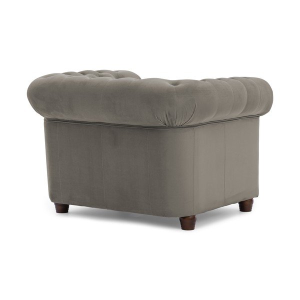 Szary aksamitny fotel typu chesterfield York Blik – Ropez-image-2