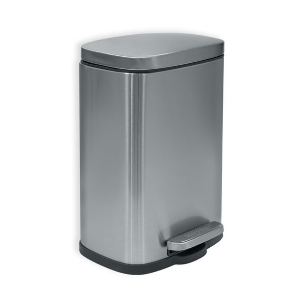 Stalowy kosz na śmieci z pedałem w kolorze matowego srebra 5 l   Akira – Spirella