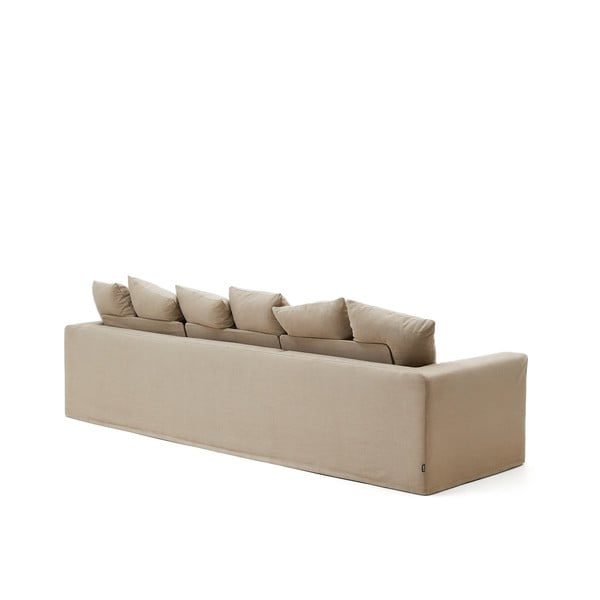 Beżowa lniana sofa 340 cm Nora – Kave Home-image-3