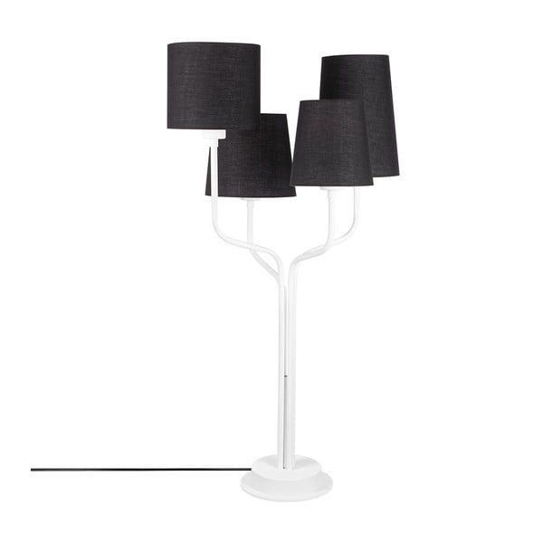 Biała metalowa lampa stołowa z czarnym kloszem Opviq lights Aposto