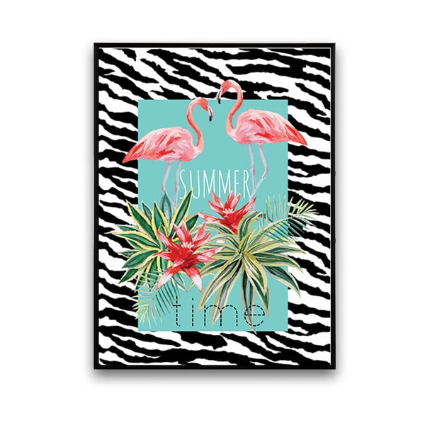 Plakat z flamingami Summer Time, 30 x 40 cm