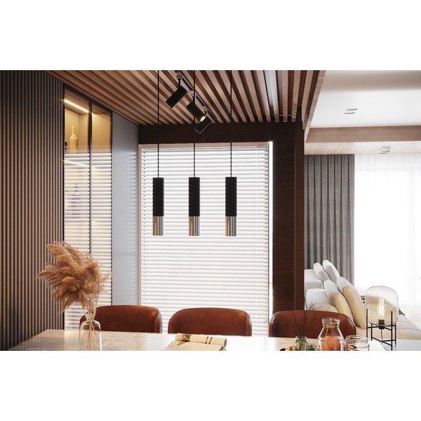 Metalowa lampa sufitowa w czarno-srebrnym kolorze ø 6 cm Longbot – Sollux-image-4