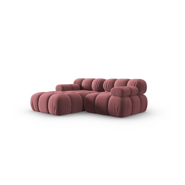 Różowa aksamitna sofa 191 cm Bellis – Micadoni Home-image-3