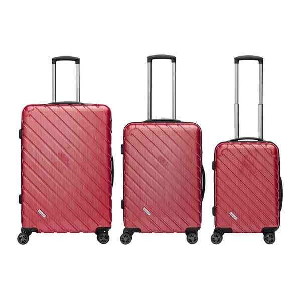 Zestaw 3 czerwonych walizek podróżnych Packenger Premium Koffer