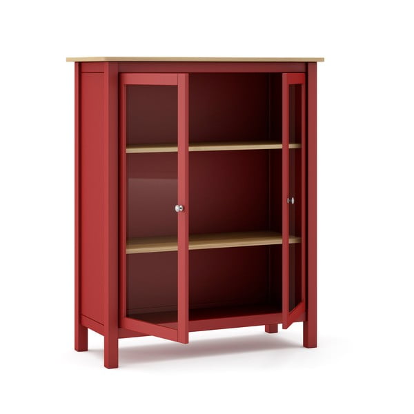 Czerwono-naturalna witryna z drewna sosnowego 90x110 cm Misti – Marckeric-image-4