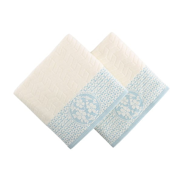 Zestaw 2 ręczników z niebieskim elementem Amada, 50x90 cm