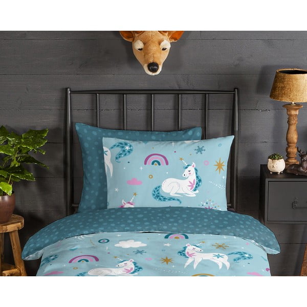 Flanelowa pościel dziecięca jednoosobowa 140x200 cm Snowycorn – Good Morning-image-2