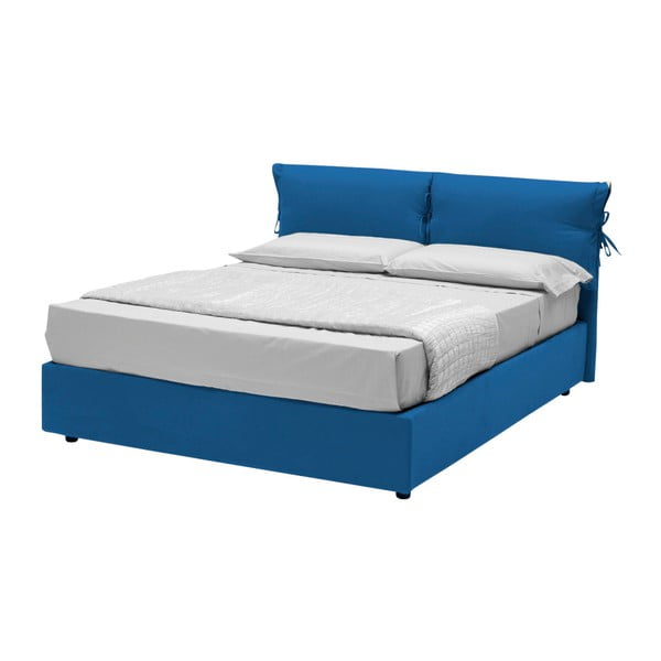 Niebieskie łóżko dwuosobowe ze schowkiem 13Casa Iris, 160x190 cm