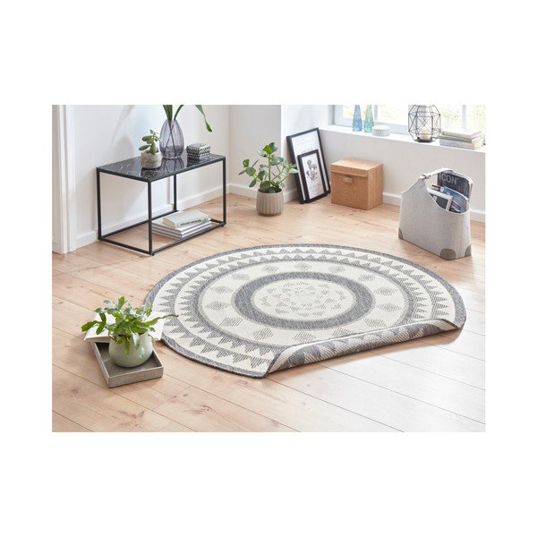Szaro-kremowy dywan dwustronny odpowiedni na zewnątrz NORTHRUGS Jamaica, ⌀ 140 cm-image-2