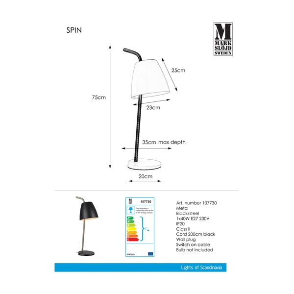 Czarna lampa stołowa Markslöjd Spin Table Black-image-2