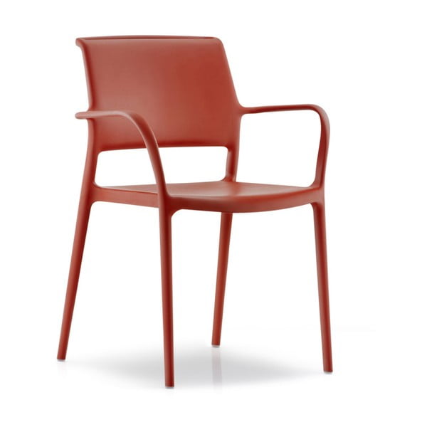 Czerwone krzesło z podłokietnikami Pedrali Ara