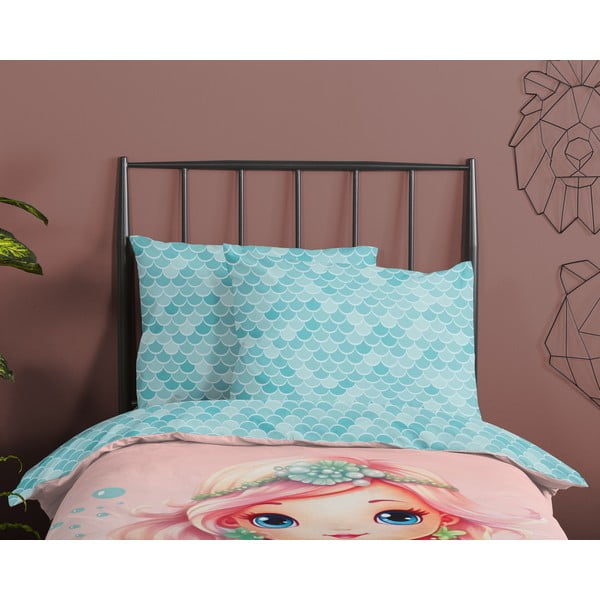 Niebiesko-różowa bawełniana pościel dziecięca jednoosobowa 140x200 cm Alisse – Good Morning-image-2