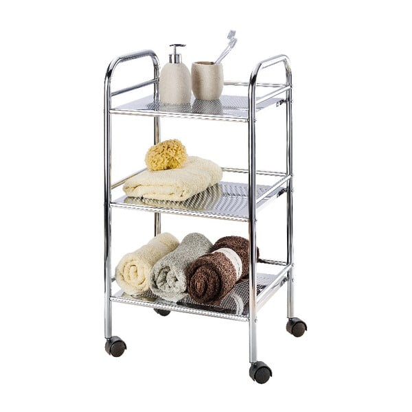 Metalowy regał w kolorze srebra na kółkach 41x75 cm – Wenko-image-2
