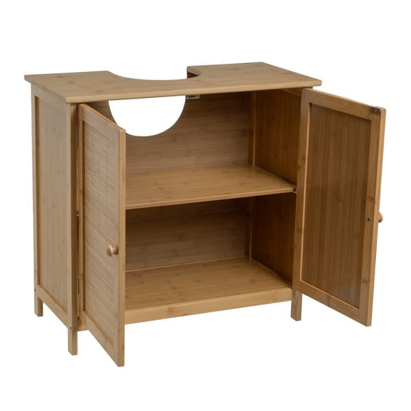 Bambusowa szafka pod umywalkę w naturalnym kolorze 63x60 cm – Casa Selección-image-2