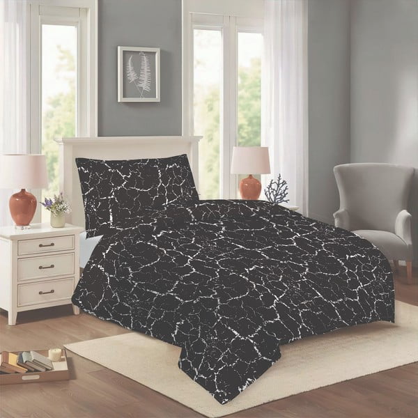 Czarna bawełniana pościel jednoosobowa 140x200 cm Artus – Cotton House