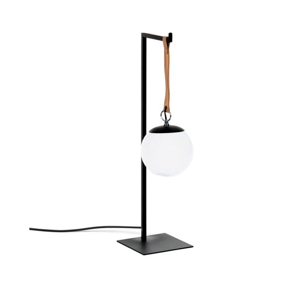 Czarna metalowa lampa stołowa z plastikowym kloszem (wysokość 60 cm) Monteiro – Kave Home