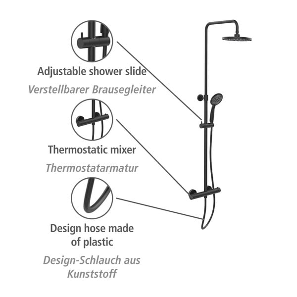 Czarny zestaw prysznicowy ze stali nierdzewnej 120 cm Young – Wenko-image-4
