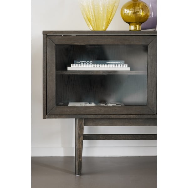 Brązowa witryna w dekorze dębu z drzwiami przesuwnymi 170x75 cm Hazelton – Rowico-image-4