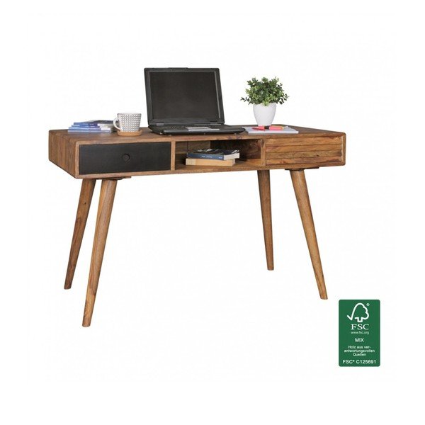 Biurko z litego drewna sheesham Skyport REPA, 117x60 cm-image-2