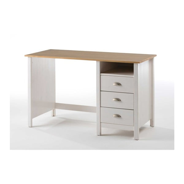 Białe biurko z drewna sosnowego SOB Jayde