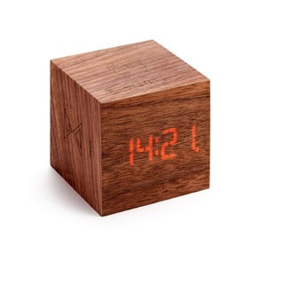 Budzik z drewna orzechowego Gingko Cube Plus