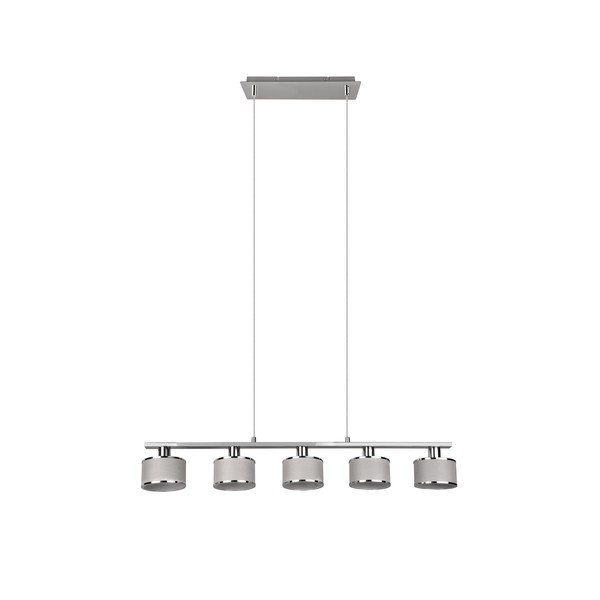Lampa wisząca w beżowo-srebrnym kolorze z tekstylnym kloszem Kaprun – Trio-image-4