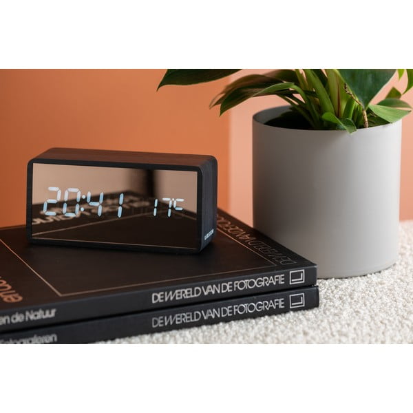 Budzik LED w kolorze miedzi i dekorze ciemnego drewna Karlsson Mirror-image-1