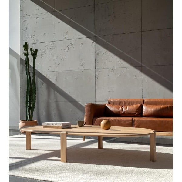 Stolik z litego drewna dębowego w naturalnym kolorze 100x180 cm Kulin – Gazzda-image-1