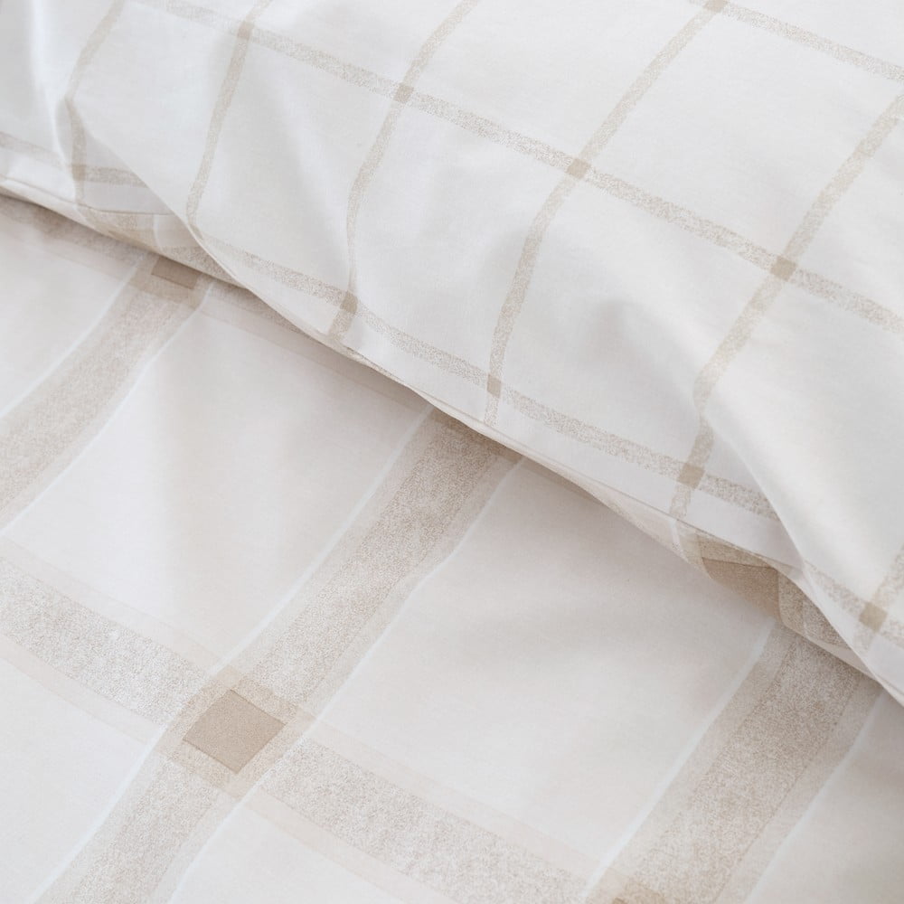 Beżowa bawełniana pościel dwuosobowa 200x200 cm Oxton Check – Bianca (zdjęcie 5)