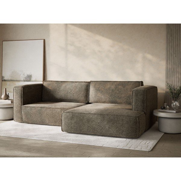 Brązowy rozkładany/ze schowkiem narożnik z tkaniny szenilowej (prawostronny/z szezlongiem) Velto – Maison de Rêve-image-4