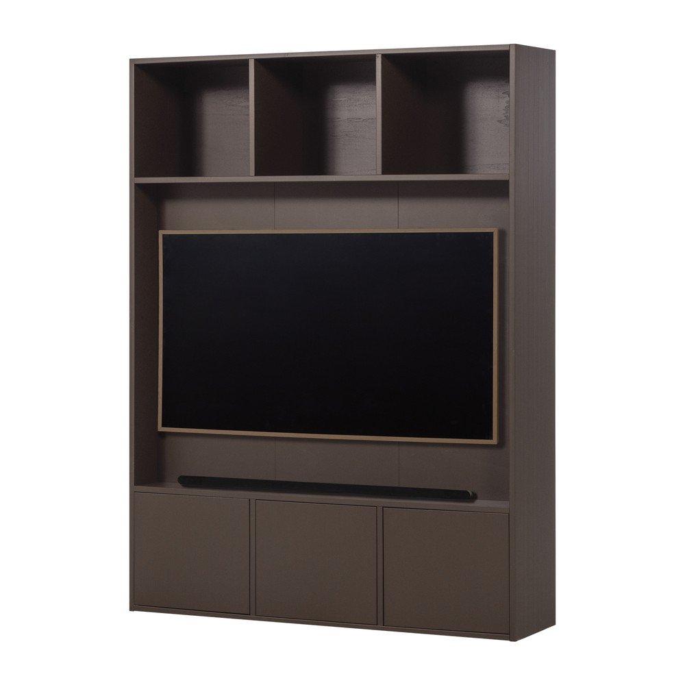 Ciemnobrązowy zestaw pod TV z litego drewna sosnowego 160x215x40 cm Meggy – WOOOD