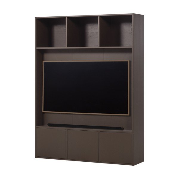 Ciemnobrązowy zestaw pod TV z litego drewna sosnowego 160x215x40 cm Meggy – WOOOD