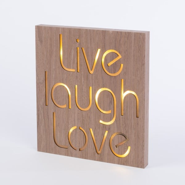 Obraz ze świecącym napisem Live Laugh Love, 30x30 cm