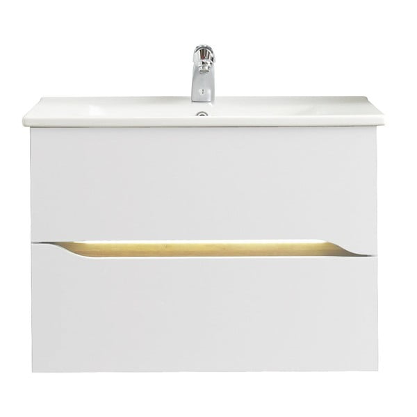 Biała niska wisząca szafka bez umywalki 72x51 cm Set 857 – Pelipal