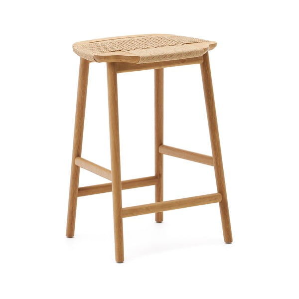 Hoker z litego drewna dębowego w naturalnym kolorze (wysokość siedziska 65 cm) Enit – Kave Home-image-3