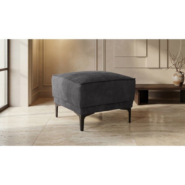 Antracytowy puf z imitacji skóry Copenhagen – Scandic-image-1