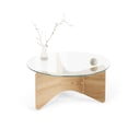 Naturalny okrągły stolik ze szklanym blatem ø 84 cm Madera – Umbra