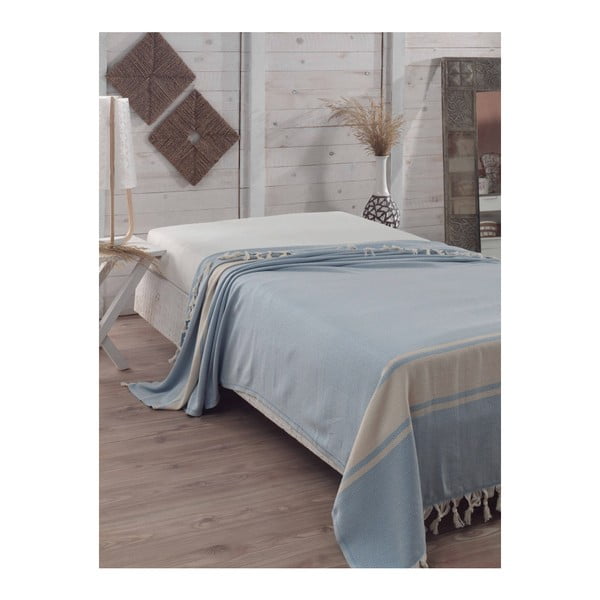 Jasnoniebieska bawełniana narzuta na łóżko Elmas Light Blue, 200x240 cm