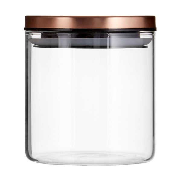 Pojemnik szklany z wieczkiem metalowym w barwie różowego złota Premier Housewares, 550 ml