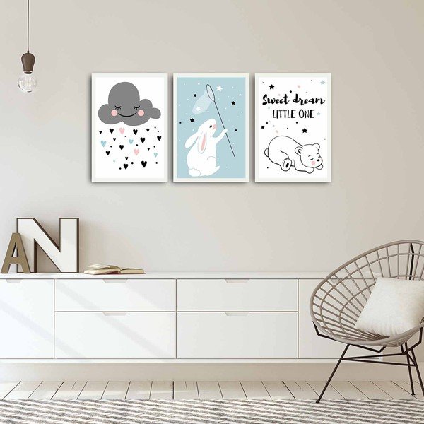 Obrazki dziecięce zestaw 3 szt. 35x50 cm Sweet Dreams Little One – Wallity-image-1