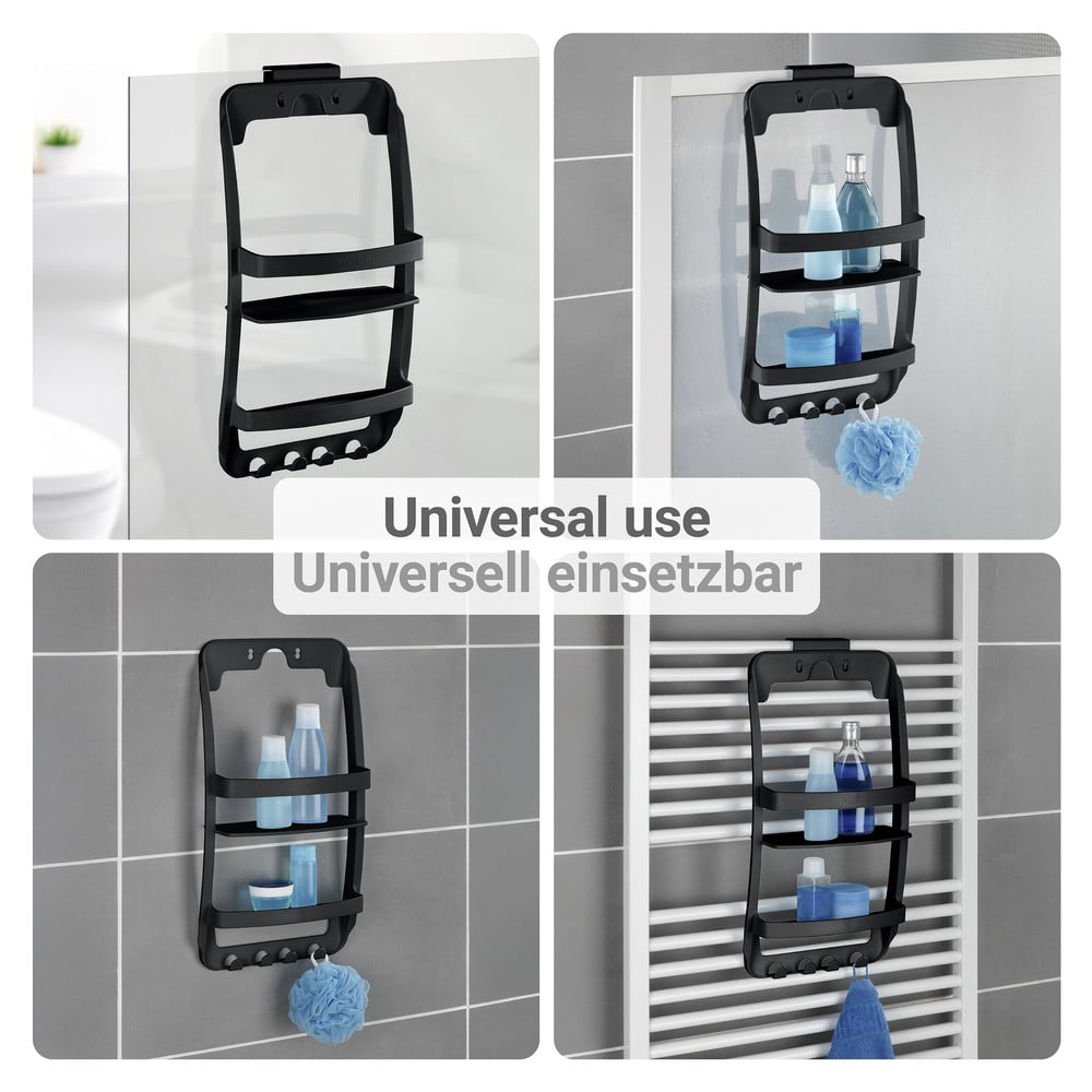 Czarna wisząca plastikowa półka łazienkowa bez wiercenia Universal – Wenko (zdjęcie 3)