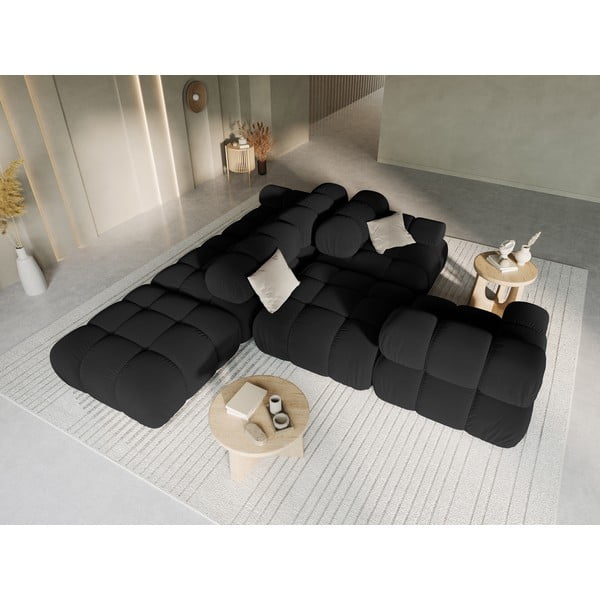 Czarna aksamitna sofa 282 cm Bellis – Micadoni Home-image-1