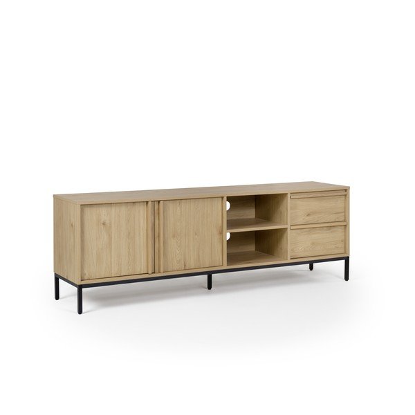 Szafka pod TV w dekorze dębu w naturalnym kolorze 180x59x40 cm Luc – Marckeric-image-4
